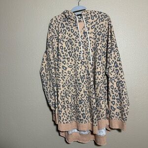 Maurices Fuzzy Leopard Print Hoodie